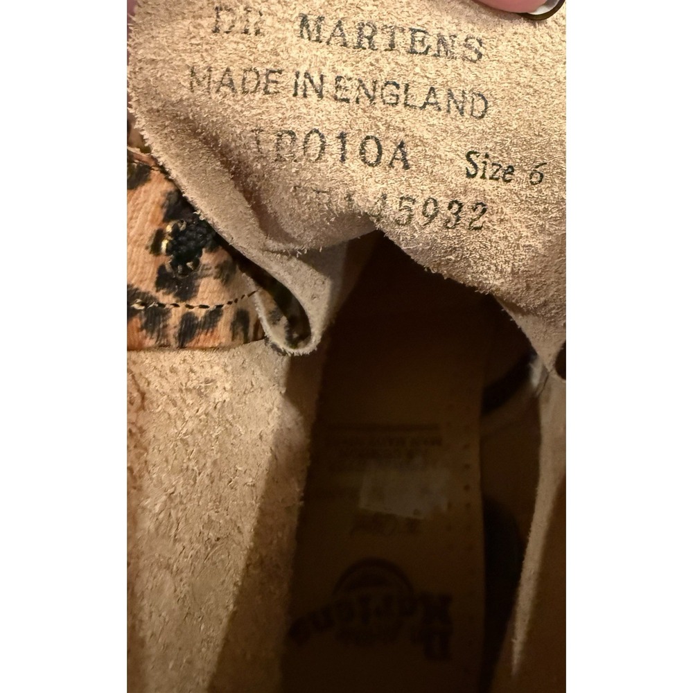 DR. MARTENS LEOPARD PRINT LEATHER BOOTS 6UK‎ 8USA MADE IN ENGLAND VINTAGE New - Picture 9 of 14